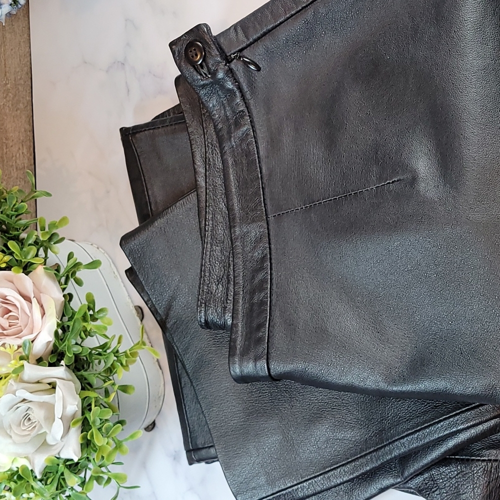 CLIO BLACK LEATHER PANTS WITH SIDE ZIP